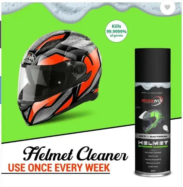Helmet cleaner with a helmet on a green background
