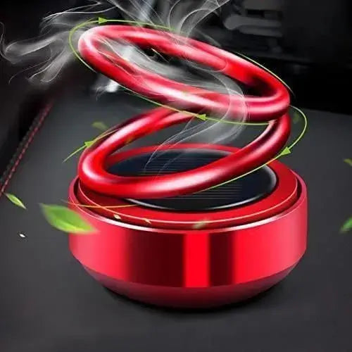 Red spiral device with smoke effect on a dark background