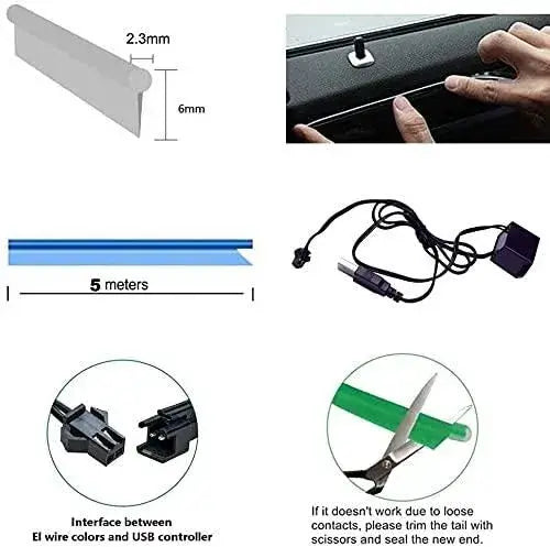 Car Interior Neon LED Lights – 5V USB Mood Lighting for Stylish Rides