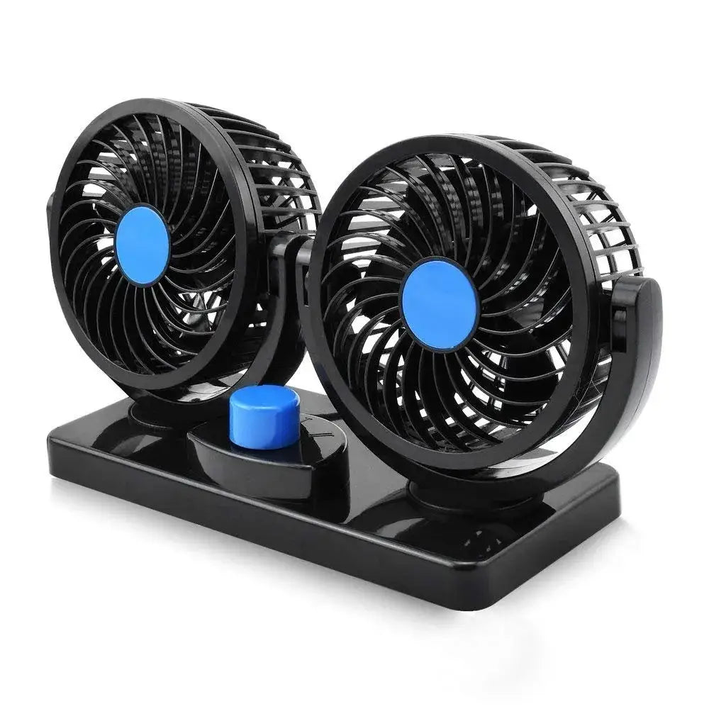Mitchell 12V dual-head car fan featuring 360° rotation for effective cooling during Indian summers.