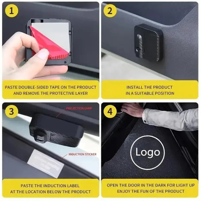 Step-by-step installation guide for a product with text and images of installation steps.