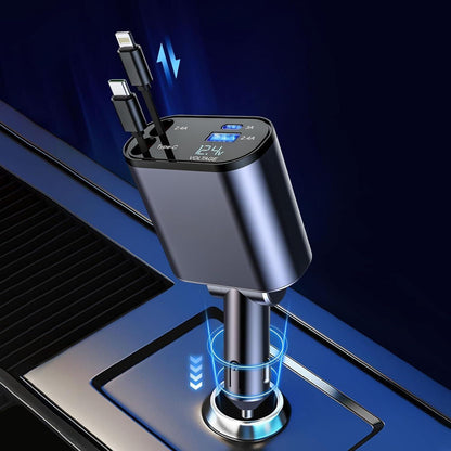 Fast car charger with dual USB ports, designed for quick, safe charging in vehicles.