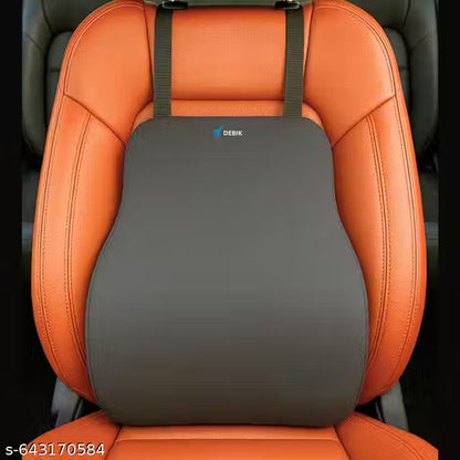 Gray car seat cushion with DEUK branding on an orange car seat