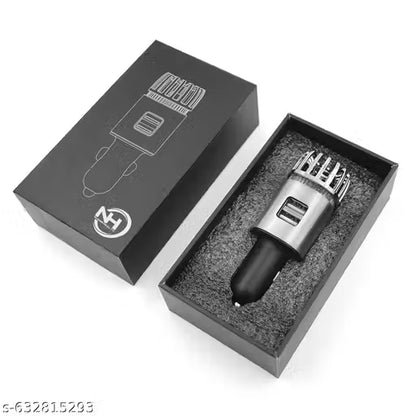 Car Air Purifier & Ionizer with Dual USB Charger – Compact Cabin Freshener (Black)