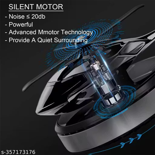 Silent motor technology illustration with blue energy effects on a dark background