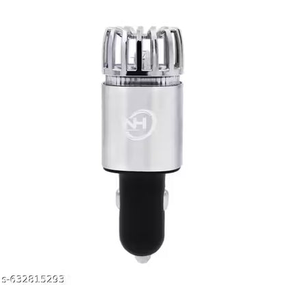 Car Air Purifier & Ionizer with Dual USB Charger – Compact Cabin Freshener (Black)