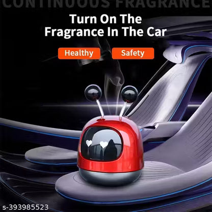 Car air freshener with red and black design in a car interior, promoting healthy and safety.